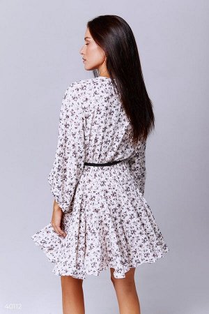 Gepur Молочное платье из шифона в цветочек