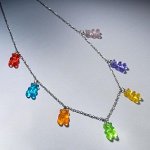 Колье &quot;Мармеладный мишка&quot; компания, цветное в серебре, 50 см