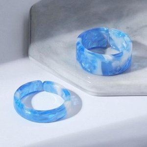 Набор 2 кольца из акрила "Дуос", цвет ярко-синий, размер 17-17,5