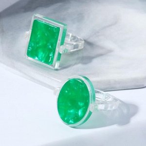 Набор 2 кольца из акрила "Свежесть", цвет прозрачно-зелёный, безразмерные