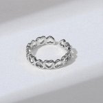 Кольцо &quot;Цепь из сердечек&quot;, цвет серебро, безразмерное