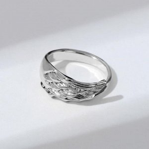 Кольцо "След" мятая линия, цвет серебро, безразмерное