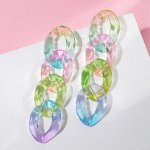 Серьги пластик &quot;Цепи&quot; полупрозрачные, цветной