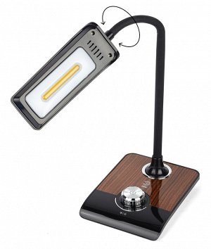Настольная лампа светильник ЭРА NLED-473-10W-BK черный с деревом Б0033305