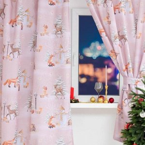 Этель Новогодний комплект штор для куХни с подХватами &quot;Christmas forest&quot; 145Х180см-2 шт, габардин