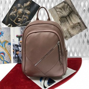 Классический рюкзак Federica из прочной эко-кожи с кисточкой розово-мраморного цвета.