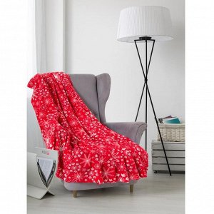 Плед новогодний Экономь и Я "Снежинки" 150*180 см, пл.160 г/м2, 100% п/э