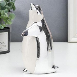Сувенир керамика "Пингвин" серебро 16,5х8,5х9 см