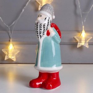 Сувенир керамика "Дед Мороз в кафтане, с красным мешком" цветной 18,3х6,5х8,1 см