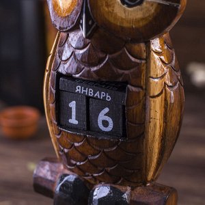 Вечный календарь настольный «Сова», 5x10x28 см, дерево