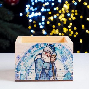 Кашпо деревянное "Дед Мороз и Снегурочка" 14,5?12,5?8 см