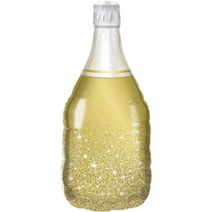 Шар фольгированный 36" «Бутылка шампанского», сверкающие искры, фигура, цвет золотой