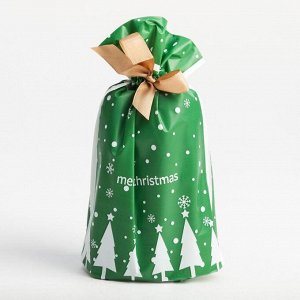 Полотенце подарочное  "Merry Christmas" 30*60см, цв.изумрудный, 100% хл, 320 г/м2