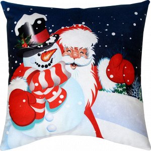 Подушка декоративная «Дед Мороз и снеговик», сублимация, 35 ? 35 см, велюр, п/э 100 %