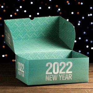 Коробка складная, двухсторонняя "2022", зеленый, 25 х 17 х 10 см