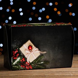 Коробка складная, двухсторонняя "Новогодние подарки", 25 х 17 х 10 см