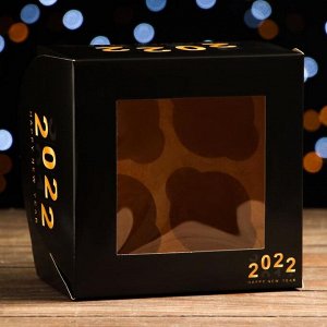 Упаковка на 4 капкейков с окном "2022", черный, 25 х 17 х 10 см