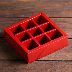 Коробка для конфет с обечайкой 9 шт "Какао", 13,7 х 13,7 х 3,5 см