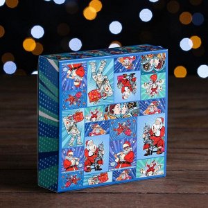 Коробка для конфет с обечайкой 9 шт "POP ART Улетный Новый год", 13,7 х 13,7 х 3,5 см