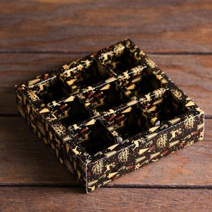 Коробка для конфет с обечайкой 9 шт "Рождественская ночь", 13,7 х 13,7 х 3,5 см