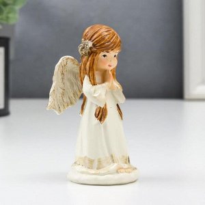 Сувенир полистоун "Ангел-малышка - молитва" кремово-золотой 9,5х4,5х5 см