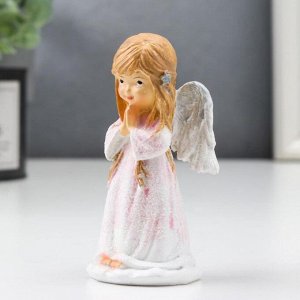 Сувенир полистоун "Ангел-малышка - молитва" бело-розовый 9,5х4,5х5 см