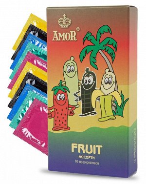 Ароматизированные презервативы AMOR Fruit "Яркая линия" - 10 шт.