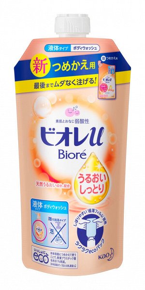 Мягкое пенное мыло для всей семьи с увлажняющим эффектом KAO "Biore U", фруктово-цветочный аромат запасной блок 340 мл