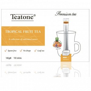 Teatone Чёрный чай с ароматом тропических фруктов в стиках, пенал 100 стиков (Tropical fruit tea)