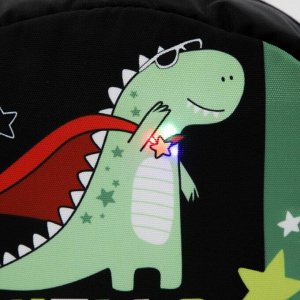 Рюкзак со светодиодом «Динозаврик», 20х9х22, отд на молнии, серый