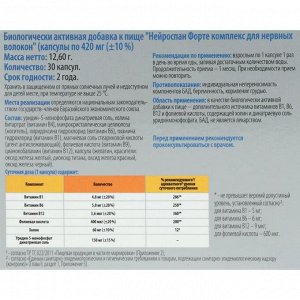 Нейроспан форте, комплекс для нервных волокон, 30 капсул