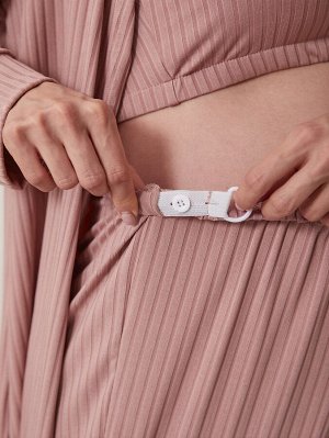 Для беременных 3шт Домашний комплект в рубчик регулируемый с эластичной талией