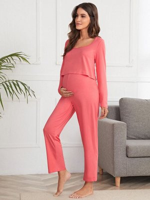 На пуговицах Одноцветный Повседневный Домашняя одежда для беременных
