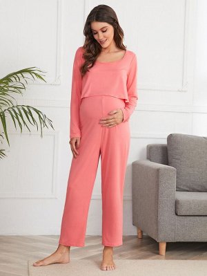 На пуговицах Одноцветный Повседневный Домашняя одежда для беременных