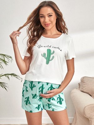 Буква Растения милый Домашняя одежда для беременных