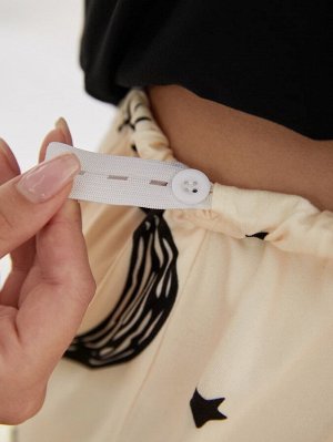 Пижама на бретельках с мультипликационным принтом для беременных