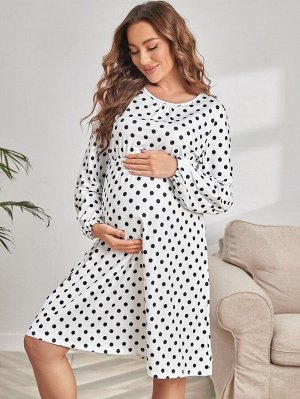Для беременных Домашнее платье в горошек
