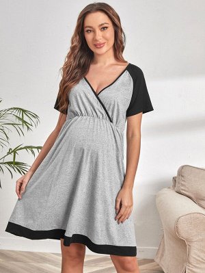 Для беременных Домашнее платье контрастный