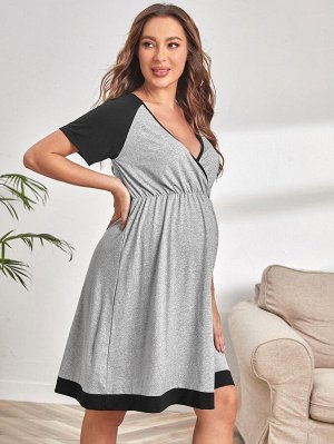 Для беременных Домашнее платье контрастный
