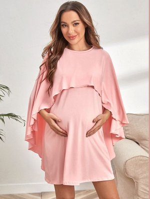 SheIn Для беременных асимметричный Кейп &amp; Платье на бретелях Домашний комплект