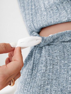 Пижамный комплект в рубчик с пуговицами для беременных