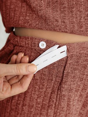 Вязаная пижама в рубчик для беременных