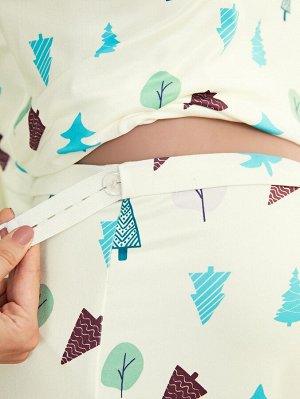Пижама с принтом растений и регулируемой талией для беременных