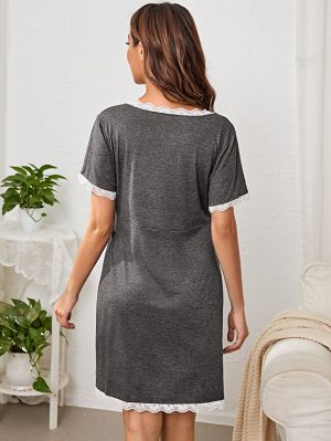 SheIn Домашнее платье с кружевной отделкой для беременных