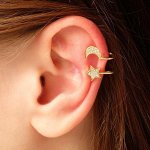 Серьга &quot;Каффа&quot; звезда и полумесяц, цвет белый в золоте