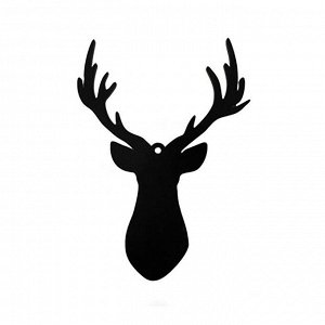 Ценник для надписей меловым маркером "Новый год" голова оленя 30*70, цвет чёрный, ПВХ