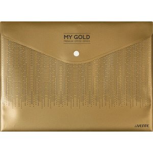 Папка конверт с кнопкой "deVente My Gold" 160 мкм золот. с черными точками 1/12 арт. 3071712