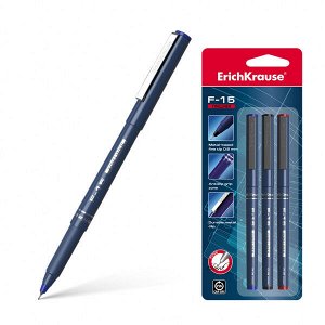 Ручка капиллярная "ErichKrause F-15" синяя,черная,красная в блист. 3шт арт. ЕК-37176