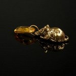 Сувенир кошельковый &quot;Мышь&quot;, латунь, янтарь, 0,8x0,8x3 см