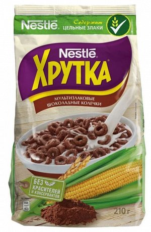 ХРУТКА® Мультизлаковые шоколадные колечки, обогащённые кальцием, пакет, 210 г